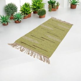 Rongyszőnyeg 80x270 zöld pamut futószőnyeg