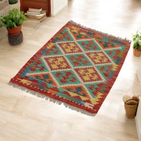   Kézi szövésű Kilim Chobi 62x101 afgán gyapjú Kilim szőnyeg