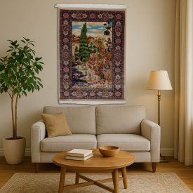   Viszkóz szőnyeg Kert motívum bézs 100x150 iráni gobelin hatású szőnyeg
