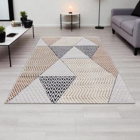   Modern szőnyeg bézs barna kék MELIS 140x200 gépi modern szőnyeg nappaliba vagy hálószobába