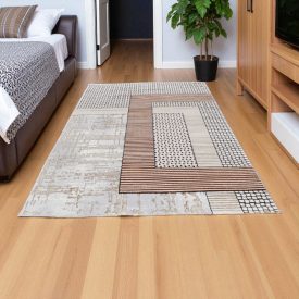   Modern szőnyeg bézs barna kék DIANA 140x200 gépi modern szőnyeg nappaliba vagy hálószobába