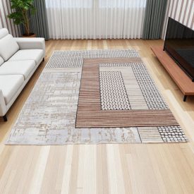   Modern szőnyeg bézs barna kék DIANA 200x300 gépi modern szőnyeg nappaliba
