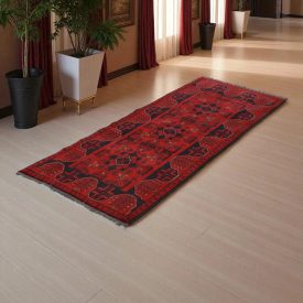 Futószőnyeg bordó 75x189 kézi csomózású Afgán szőnyeg