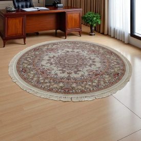 Kerek szőnyeg bézs 100x100 elegáns luxus szőnyeg akrilból  -87010C100100