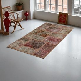 Gyapjú szőnyeg színes Patchwork 70x140 kézi szőnyeg