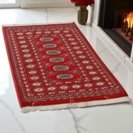   Pakisztáni szőnyeg bordó Bukhara 76x128 kézi csomózású szőnyeg