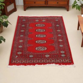  Pakisztáni szőnyeg bordó Bukhara 79x112 kézi csomózású szőnyeg