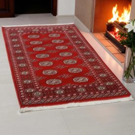   Pakisztáni szőnyeg bordó Bokhara 95x160 kézi csomózású szőnyeg