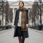 Elegáns sál sötét zöld 215x105 vékony női sál
